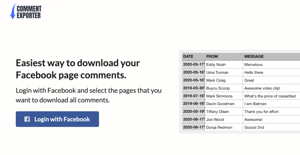 Downloading Facebook Comments for business