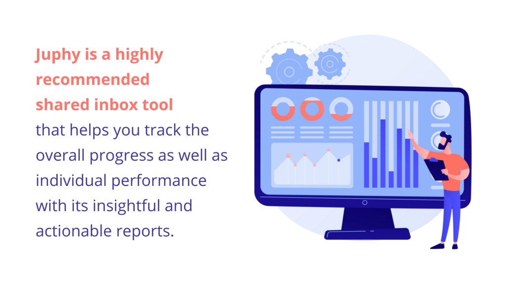 Juphy is a highly recommend shared inbox tool that helps you track the overall progress as well as individual performance with its actionable reports.