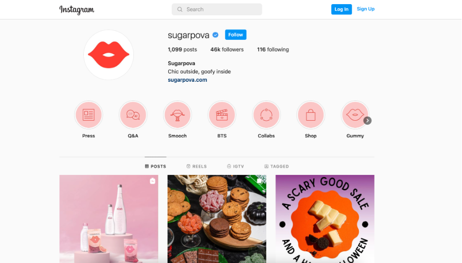 Example of a small business Instagram page