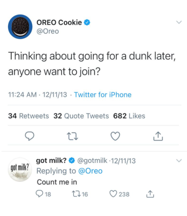 Oreo's Tweet for Engaging with Customers on Social Media