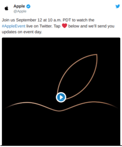 Apple's event announcement as an example of engagement with customers on social media