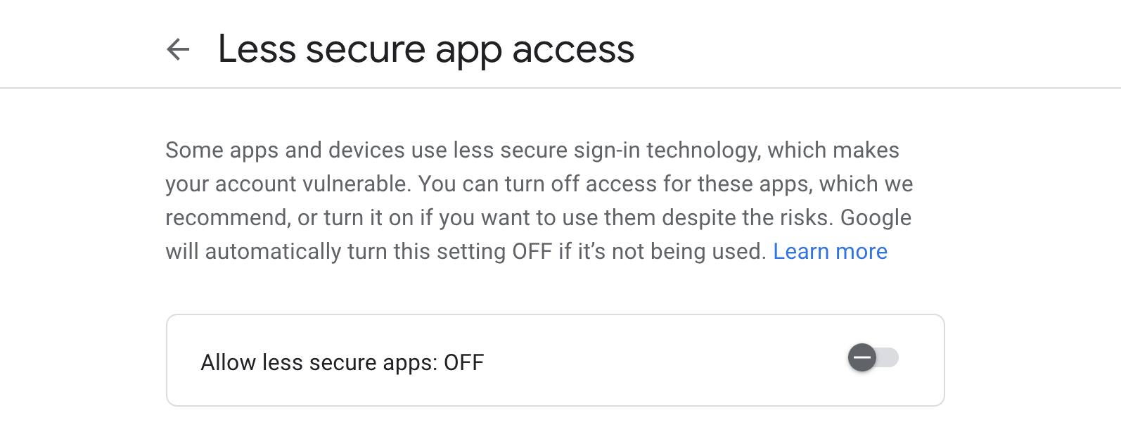 Less secure app access - Enable SMTP in Gmail