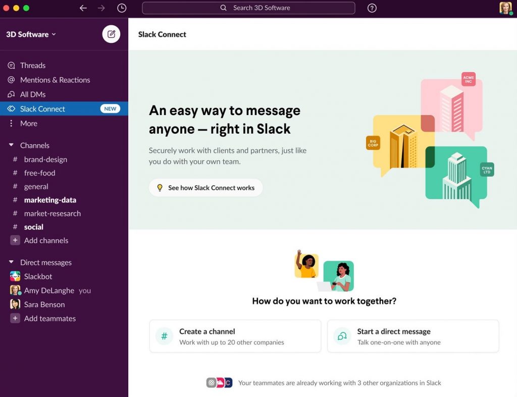 A screenshot of Slack's interface