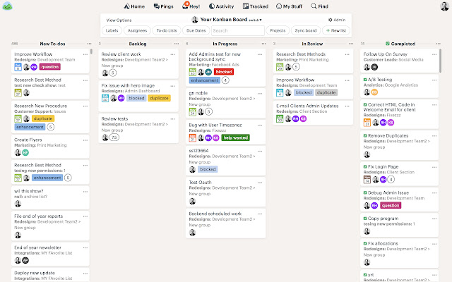 A screenshot of Basecamp's user interface