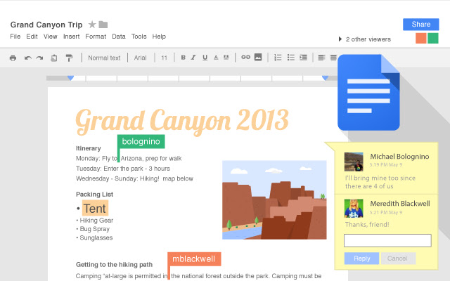 A screenshot of Google Doc's user interface