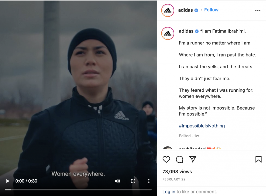 Instagram social listening example from Adidas 