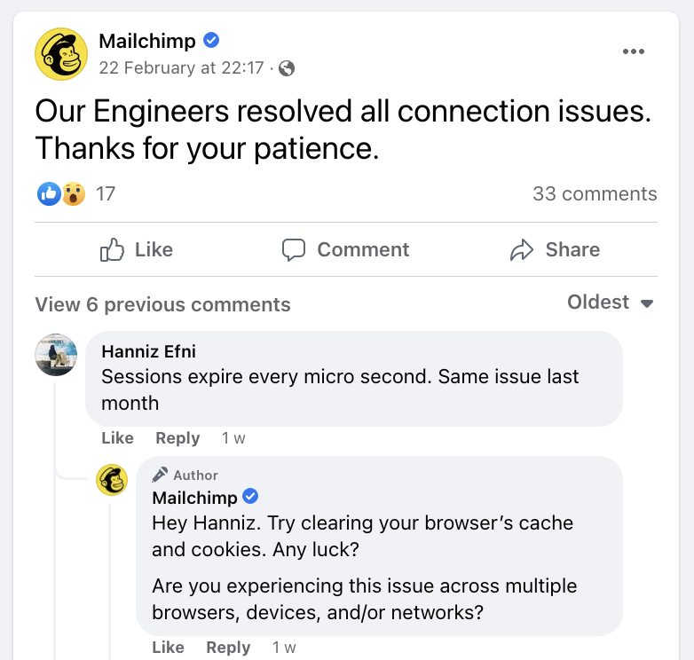 Customer service on Facebook 