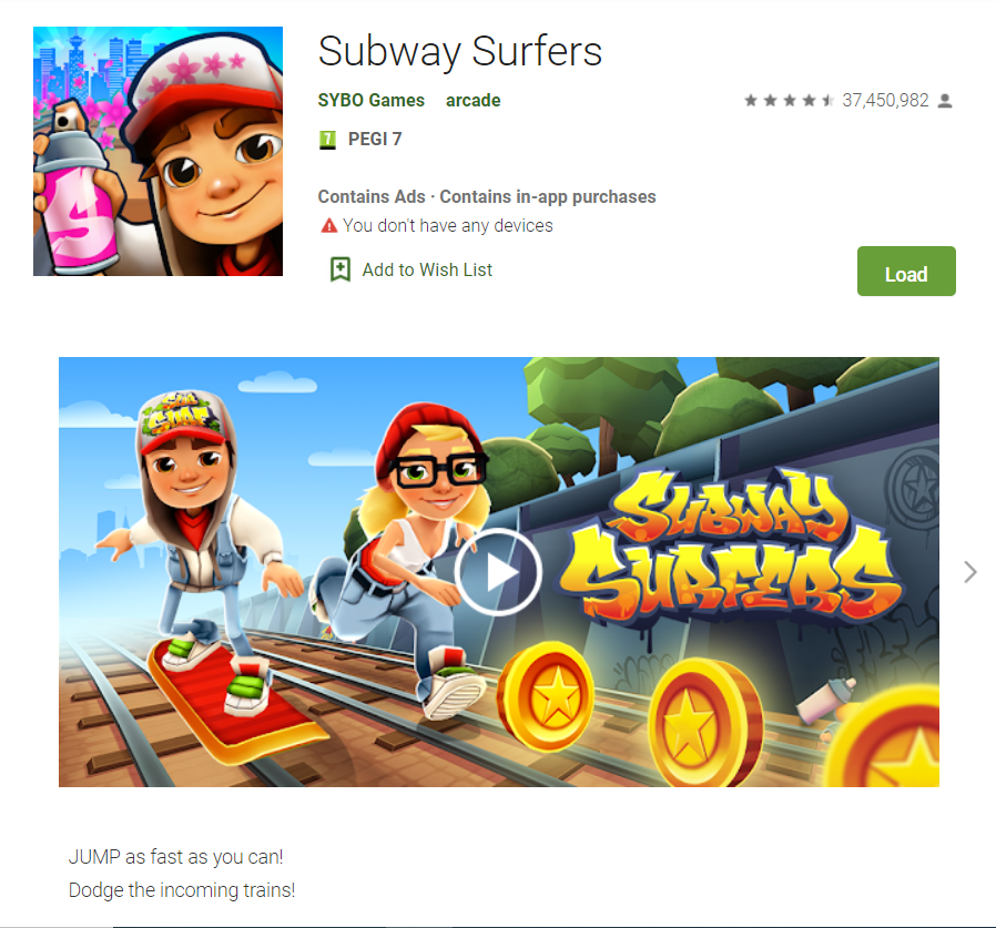 Guide Subway Surfers 2 at Google Play market downloads and cost