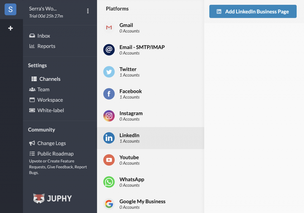 Integrating Juphy with LinkedIn business account