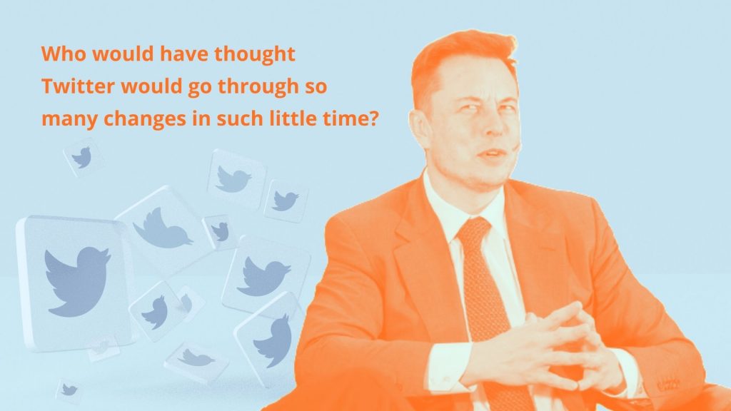 Elon Musk with Twitter icons.