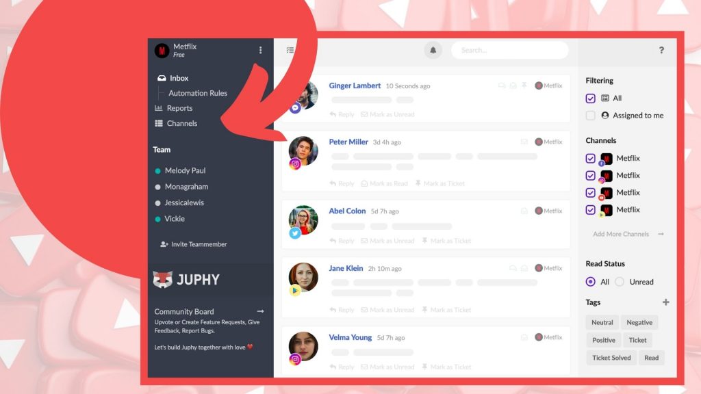 Screenshot of Juphy’s dashboard