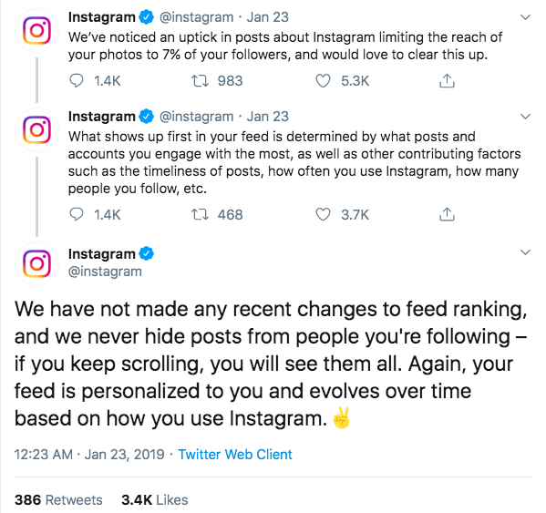 Instagram explaining its algorithm
