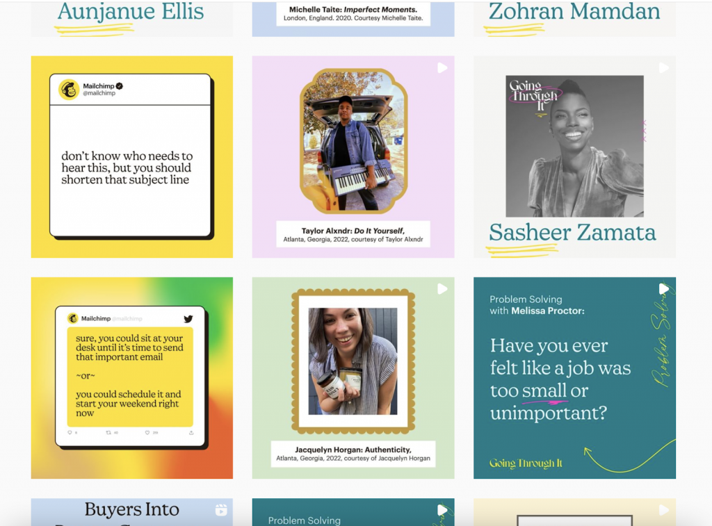 An example of a variety of static content from Mailchimp’s Instagram account.