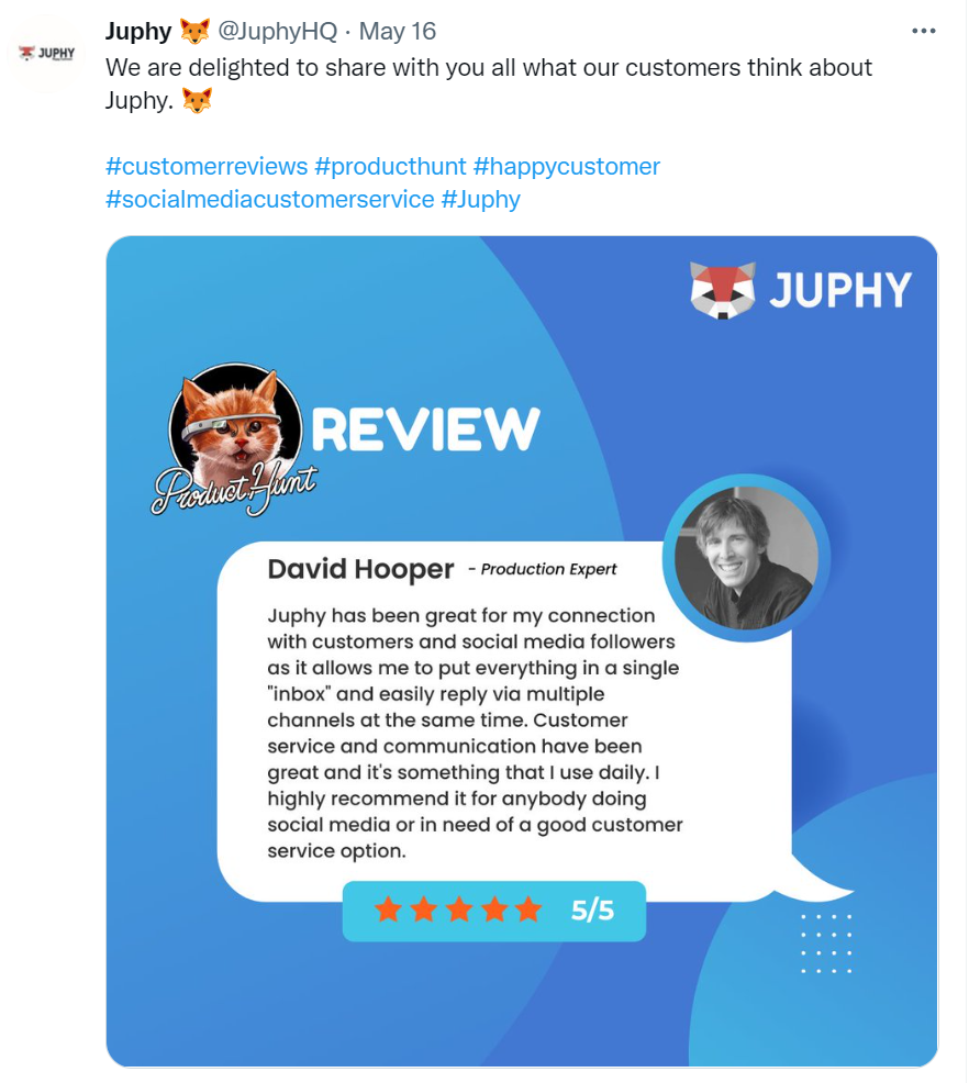 Juphy Review Social Media Post Example