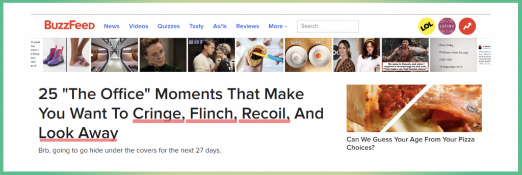 Buzzfeed uses power words to ensure engagement.