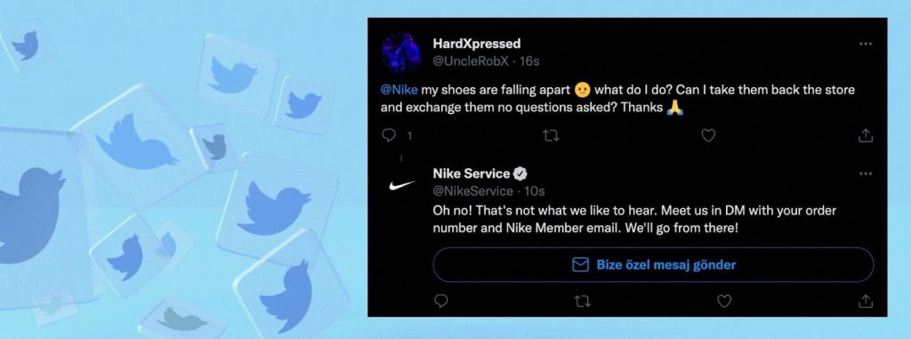 Screenshot from NikeService account on Twitter