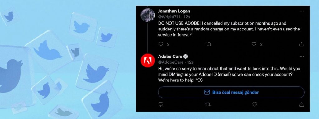 Screenshot from AdobeCare account on Twitter.