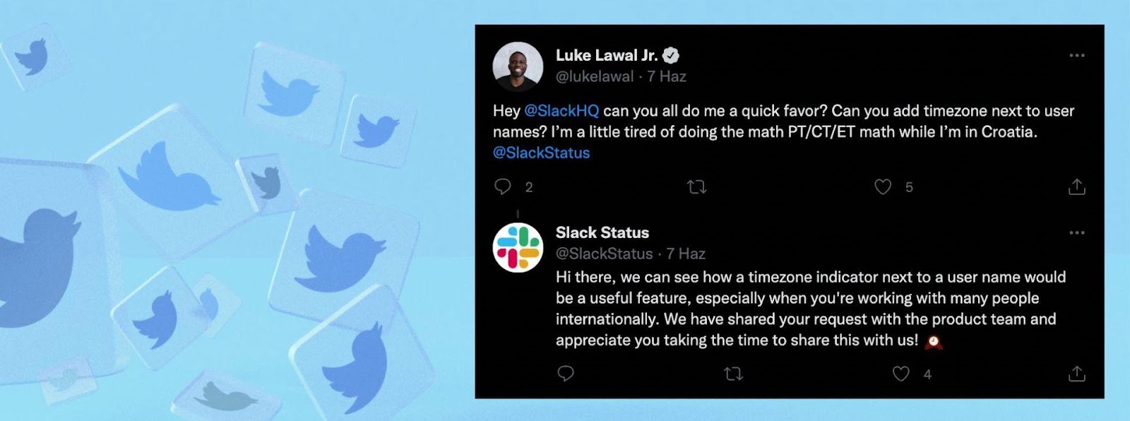 Screenshot from SlackStatus account on Twitter.