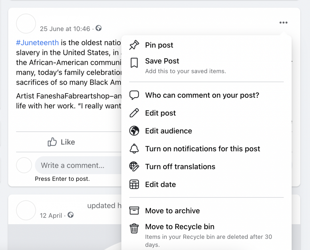 Manage who can comment on your post on Facebook.
