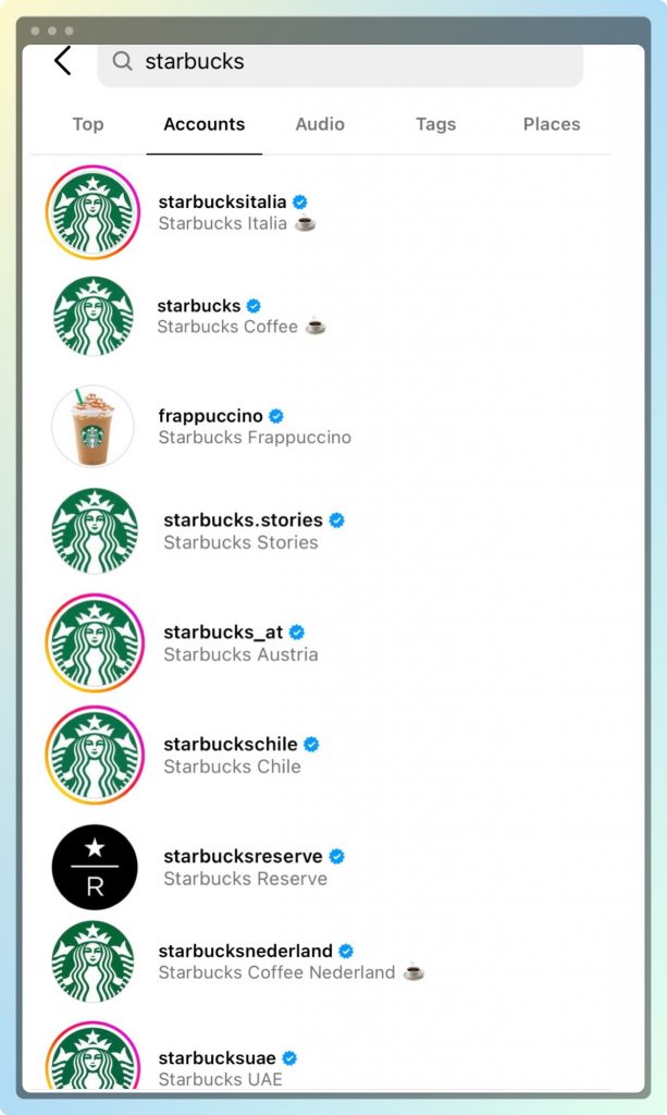 Starbucks has local accounts on Instagram.