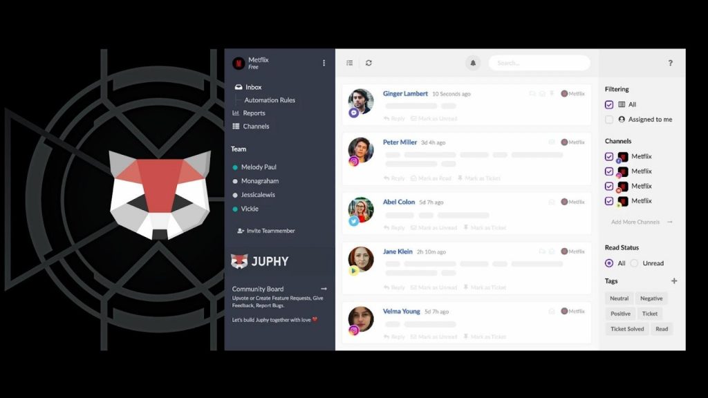 With its social media engagement, ticketing, and community management features, Juphy helps you to achieve your SMART goals for customer service.