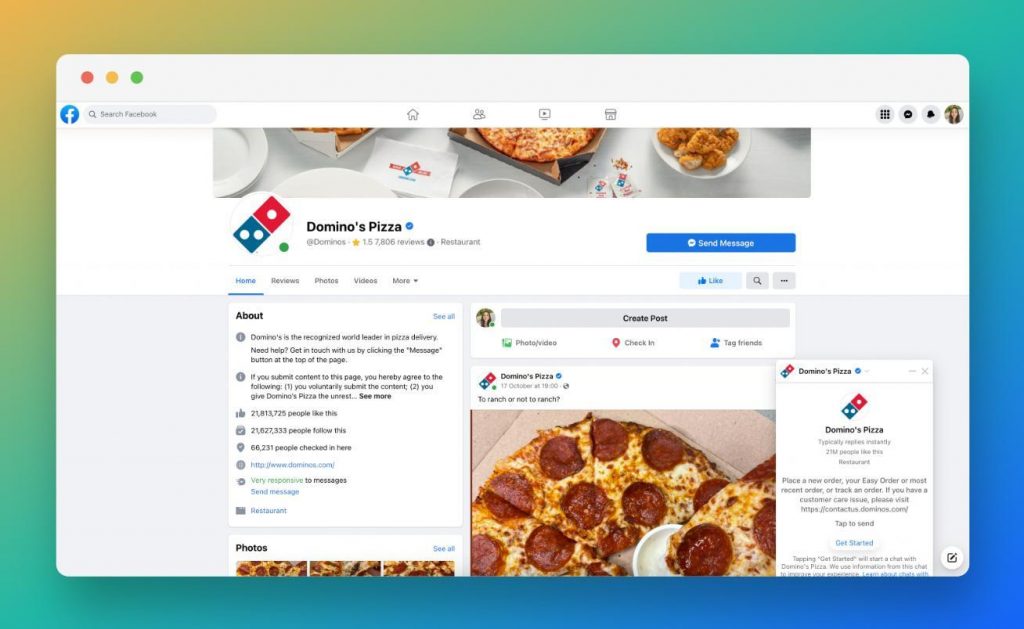 Domino’s Facebook page