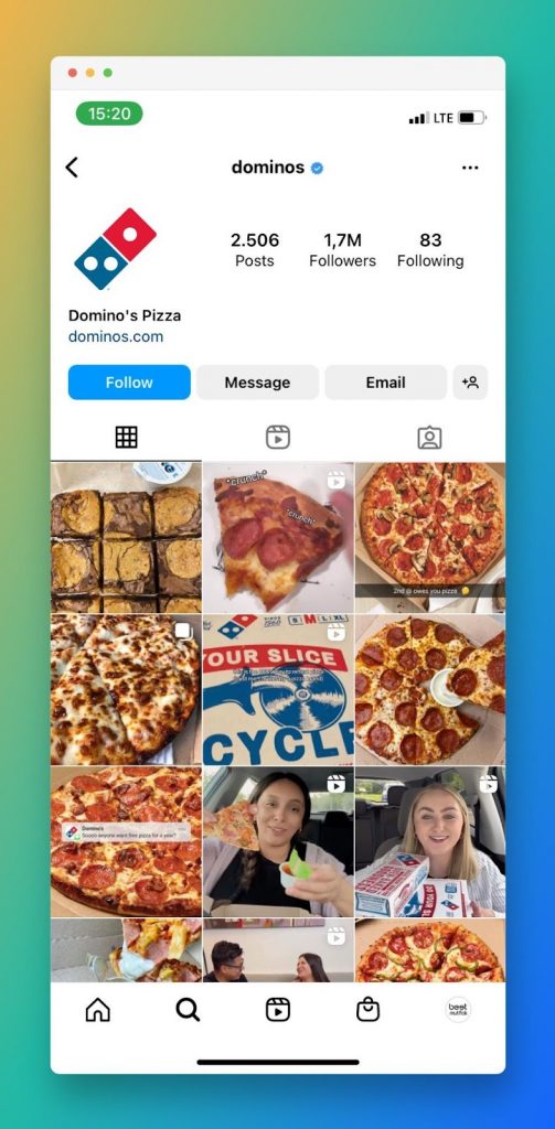 Domino’s Instagram page