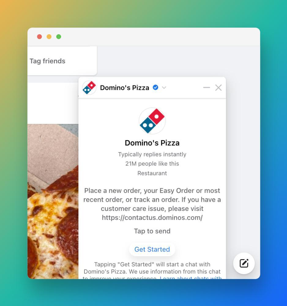 Domino’s provides accessible social media customer service on Facebook.