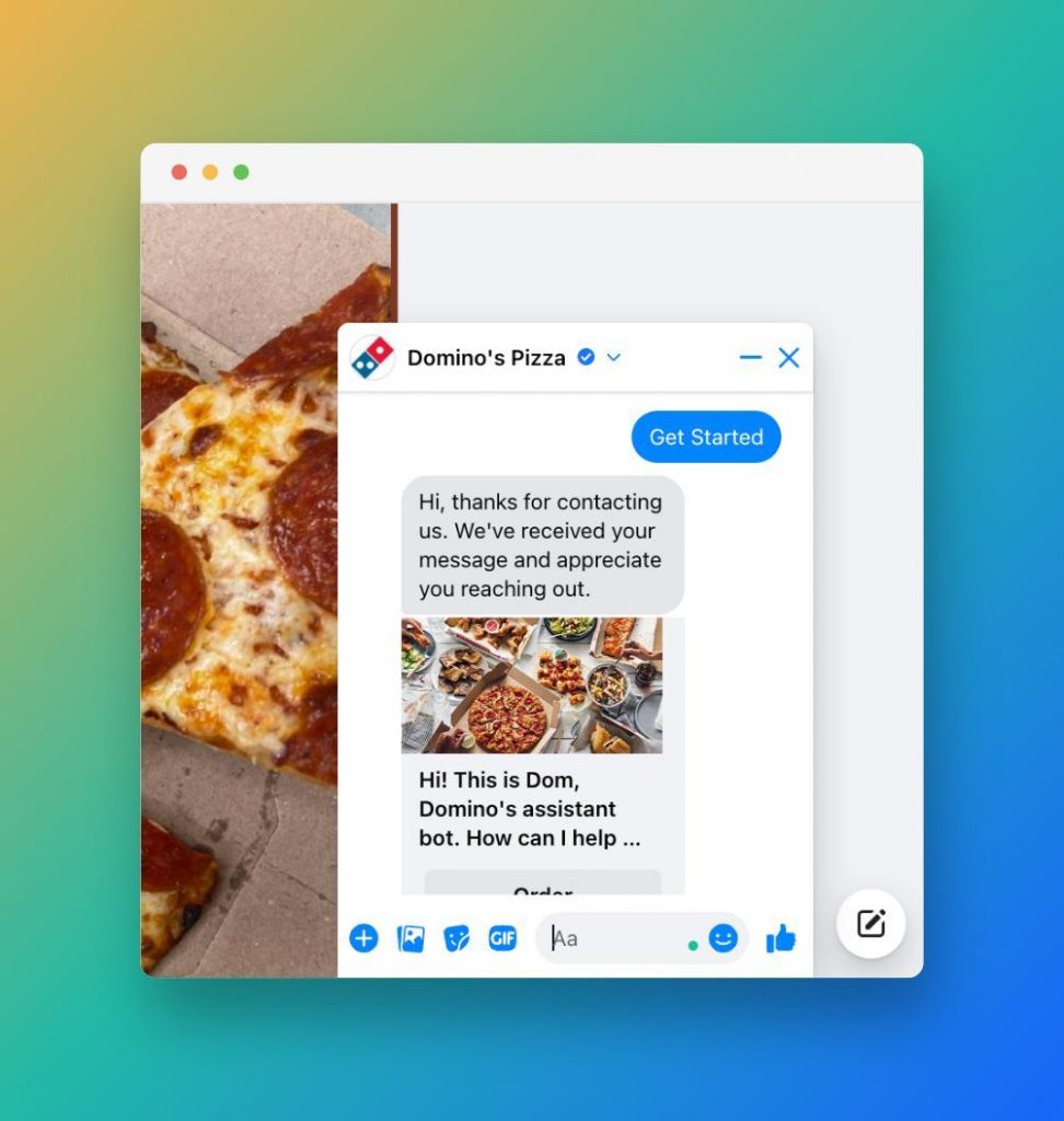 Domino’s replies to customer messages instantly on Facebook.
