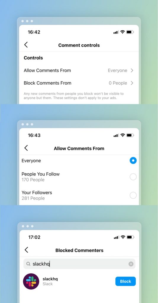 You can allow or block users from commenting.