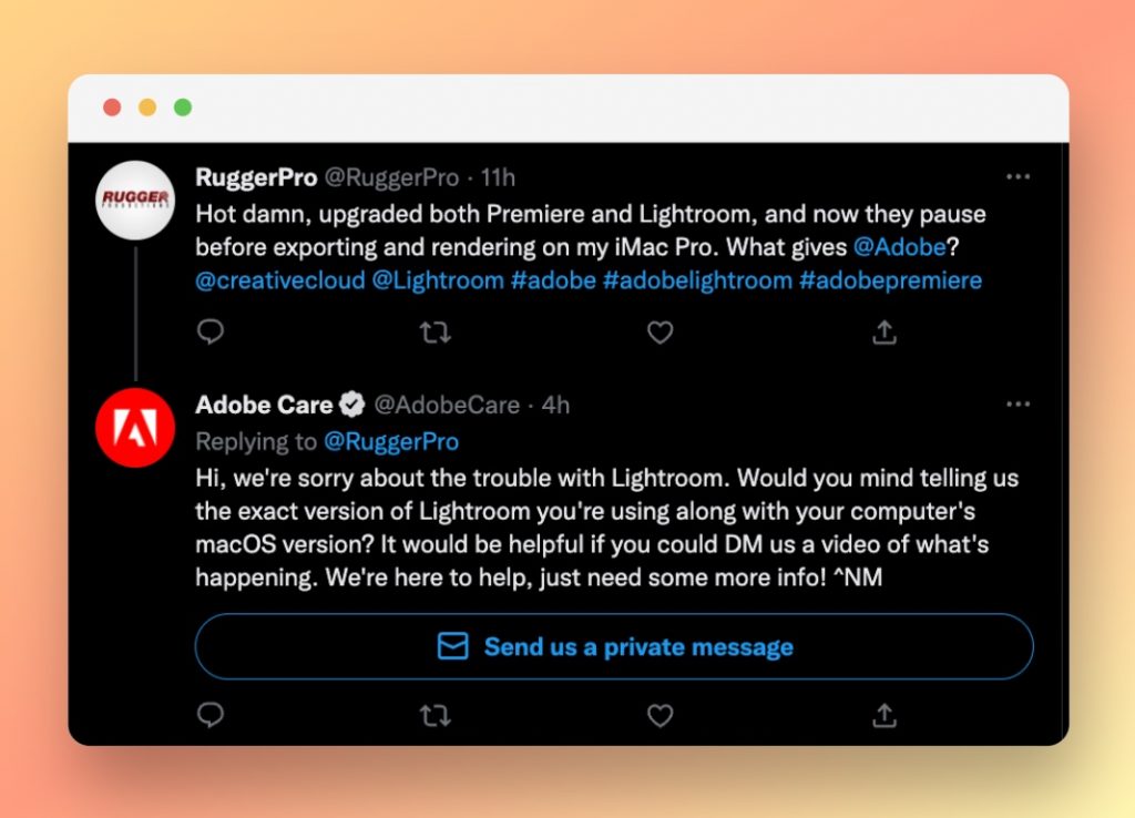 Adobe’s Customer Service on Twitter