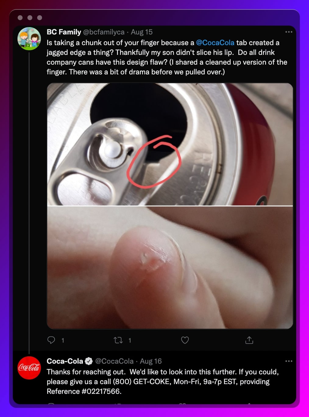 Coca Cola customer inquiry example