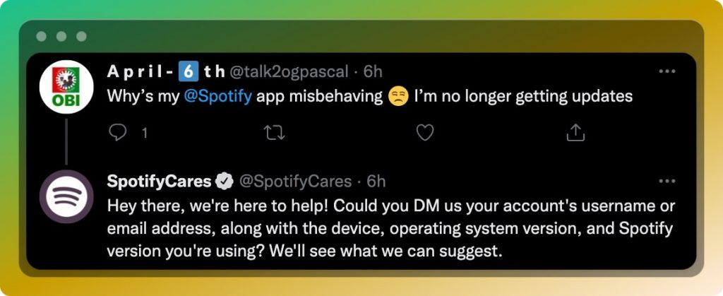 Spotify’s Twitter Customer Service