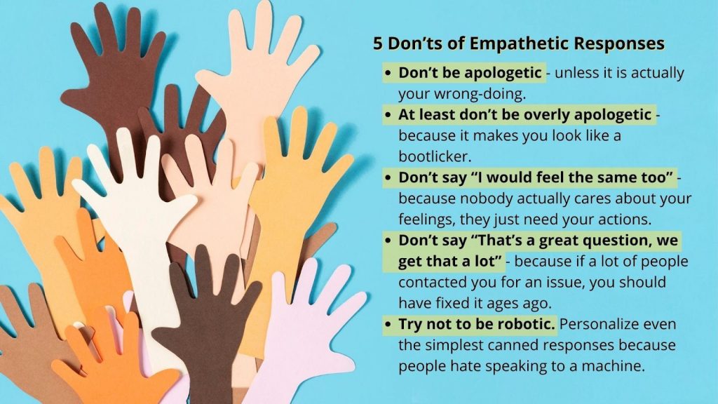 5 Don’ts of Empathetic Statements for customers