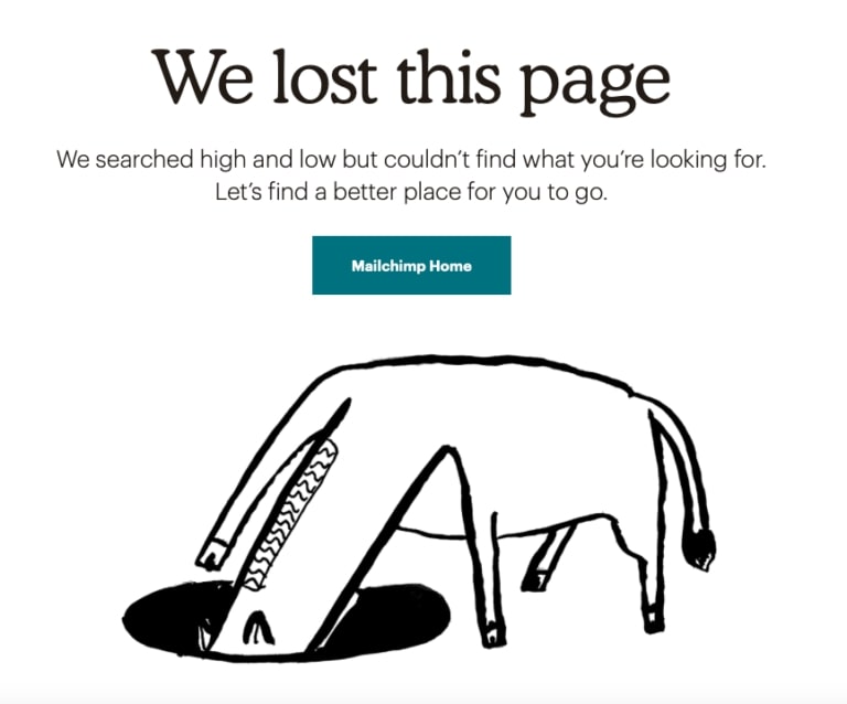 A funny image that Mailchimp uses to show no search results found.