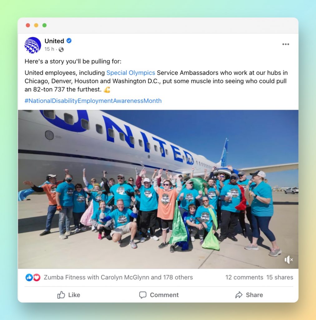 UNITED AIRLINES’ Social Media Customer Service Performance Facebook post