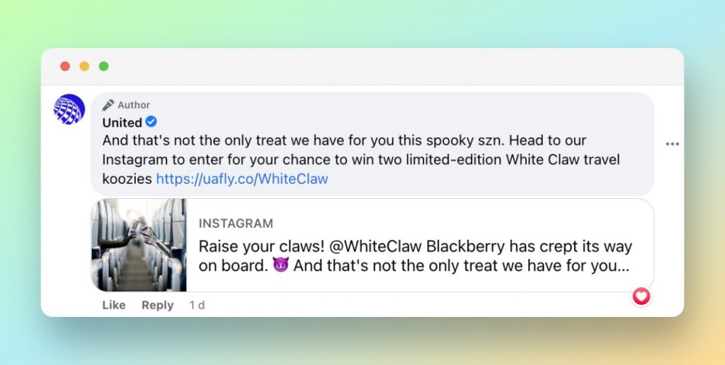 UNITED AIRLINES’ Social Media Customer Service Performance Halloween giveaway