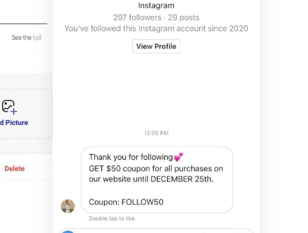 Business Direct Message Instagram Examples 4