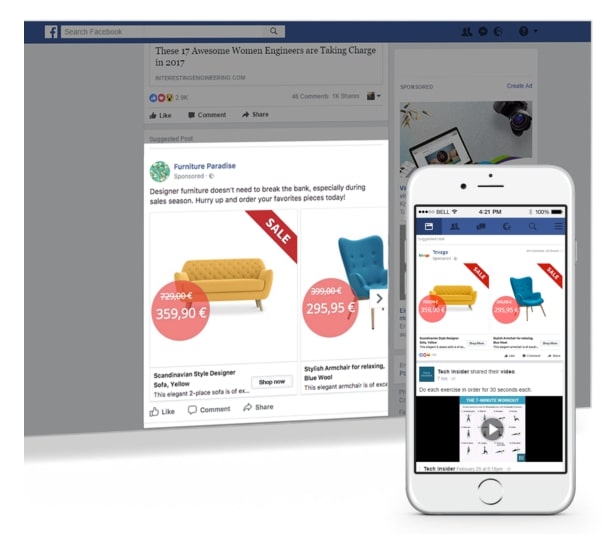Facebook Dynamic Ads are a more specific, targeted ad format that automatically displays single or multi-product relevant ads to users who have already expressed interest in a product you are selling by visiting your website or app.