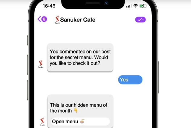 The chatbot made menu recommendations based on the user's behavior (the comment).