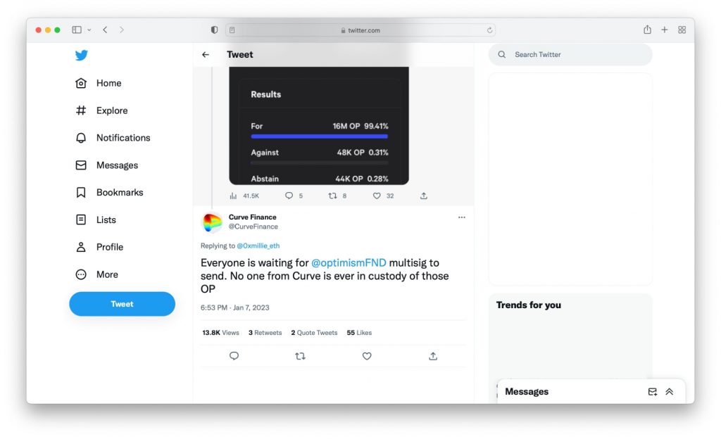 Curve Finance’s Twitter