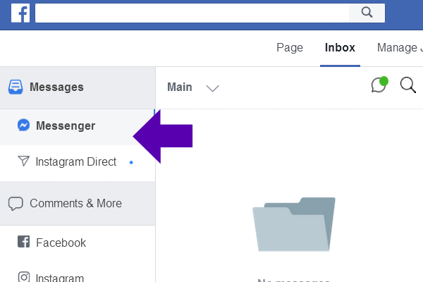For PC, you can find the message feature “Messenger” in the messages folder on your Facebook page.  