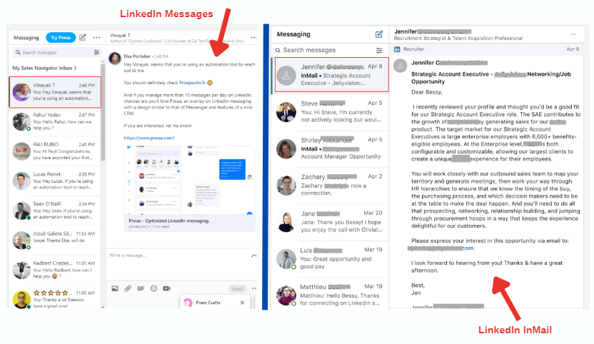 The LinkedIn messaging features are of two variants; the traditional private messages between two users of the same social network and InMail, a networking feature almost similar to emailing.