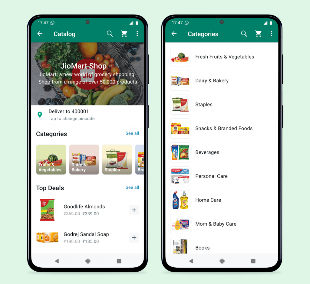 JioMart’s WhatsApp product catalog
