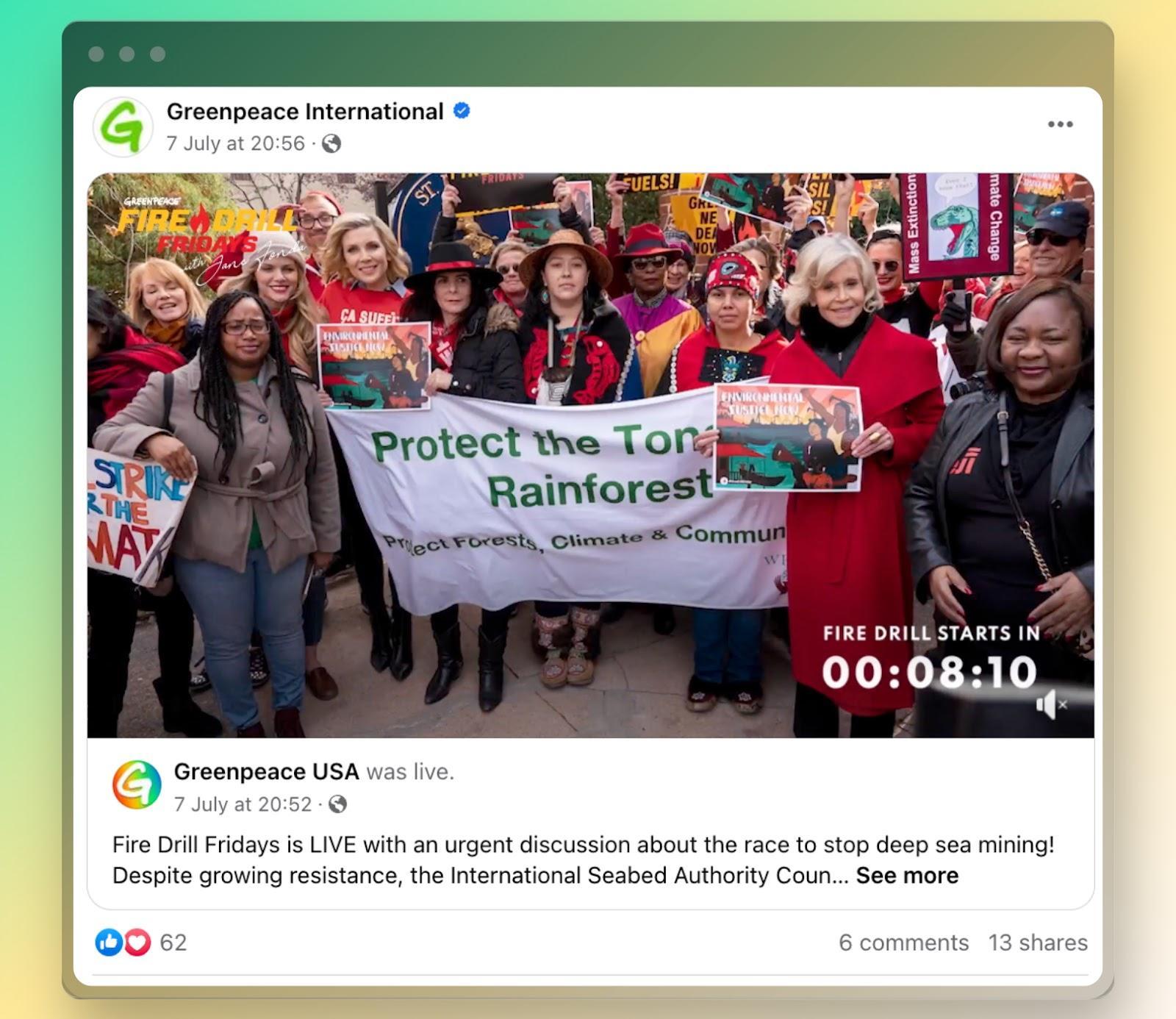 Greenpeace’s style and tone on social media, Facebook