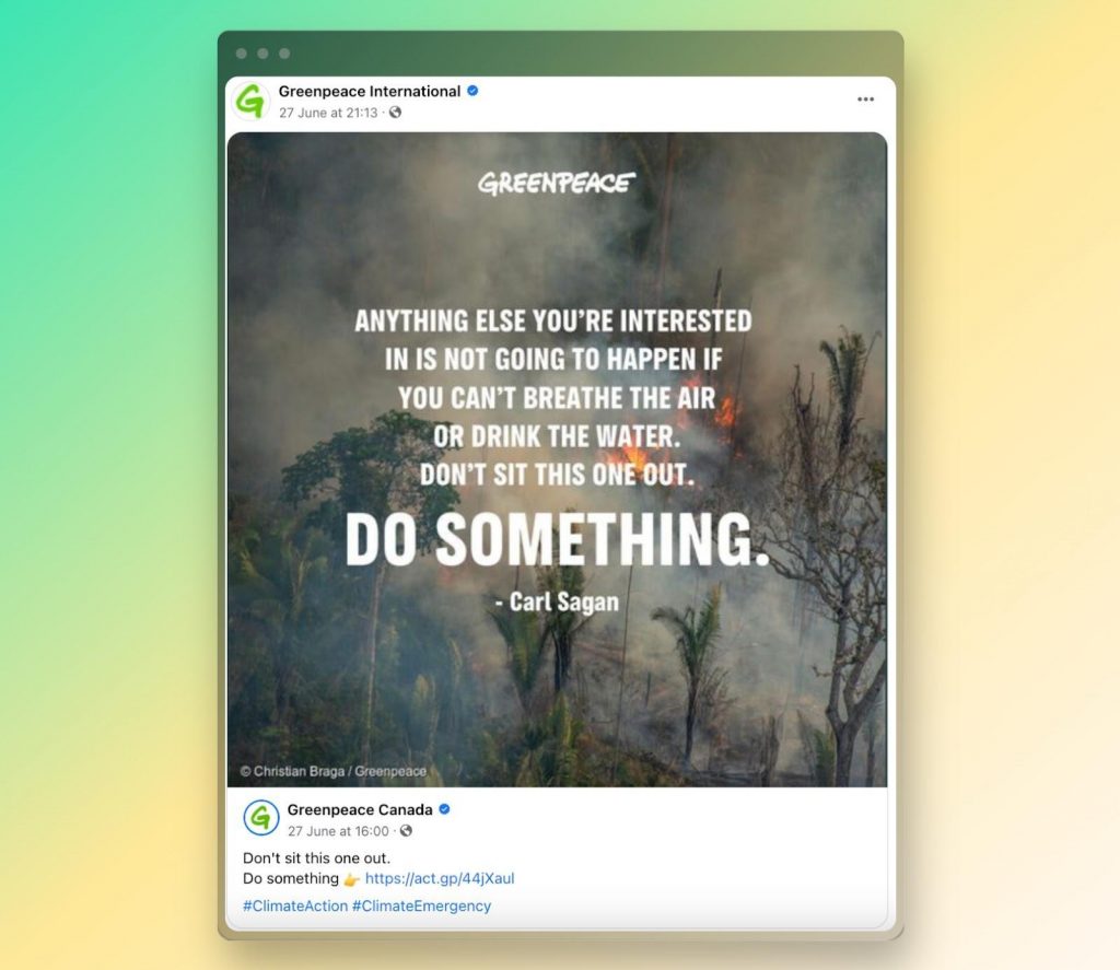 Greenpeace’s style and tone on social media