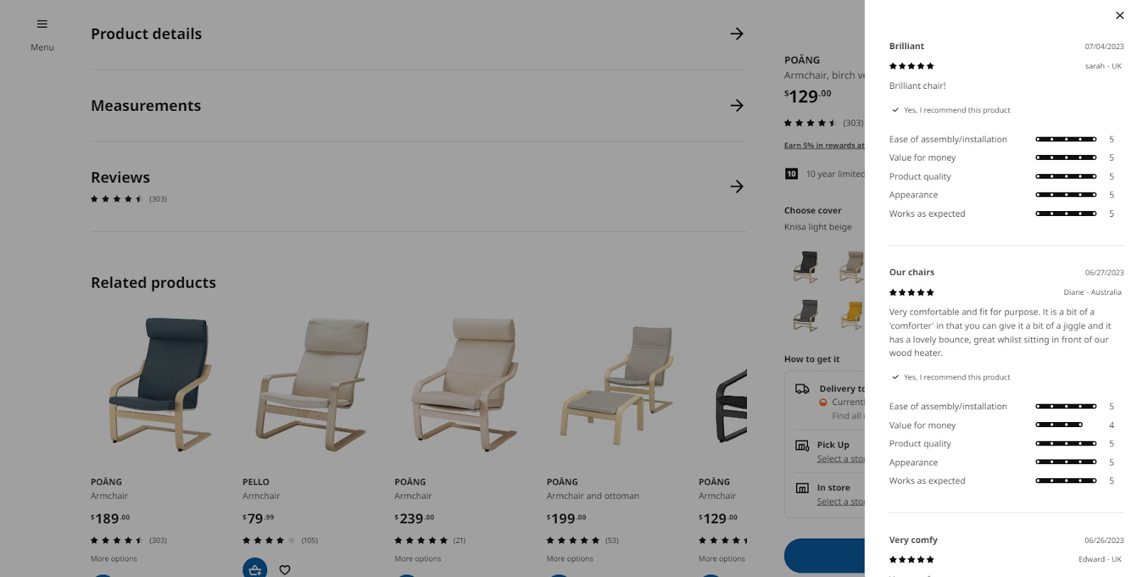 Ikea chairs, Leverage reviews and ratings to build social proof.
