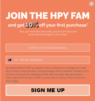 HappySkinCo’s Opt-in Form