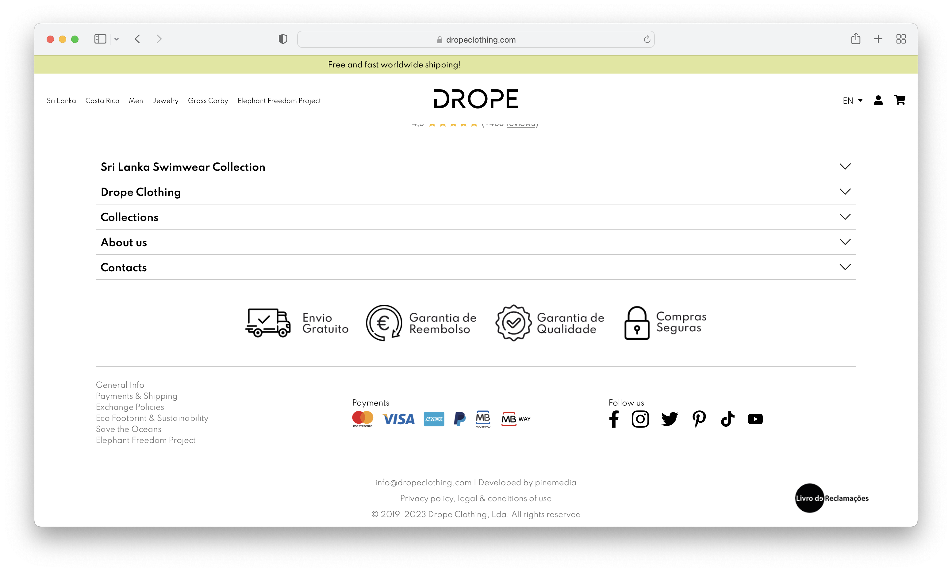 eCommerce trust example from Drope