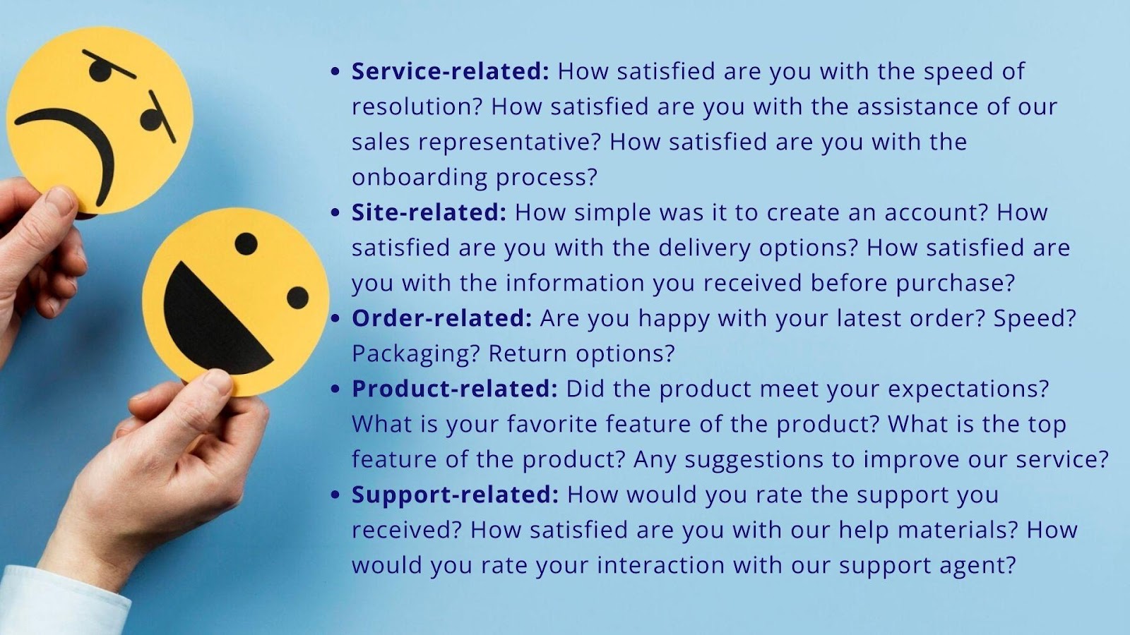 Question samples for a CSAT survey.